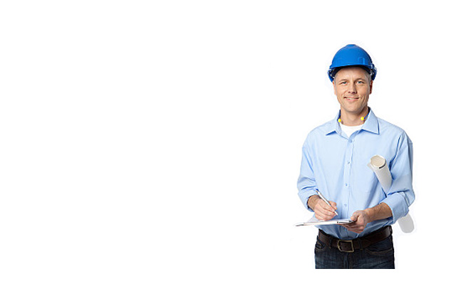 Man with hard hat and plan