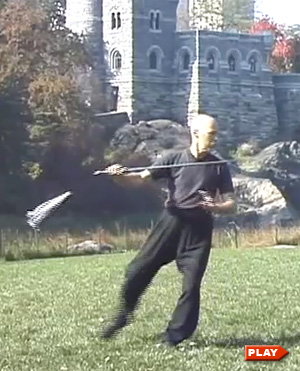 Ken Van Sickle doing the Tai Chi Sword Form showing tassle