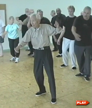 Dr. Tao leads class in push hands warm-up exercises