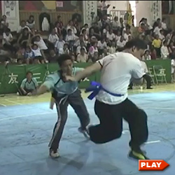 Tuishou Chen pushing opponent in tournament