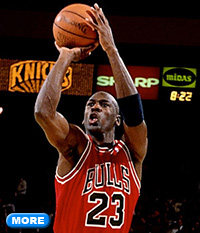 Michael Jordan about to shoot basketball