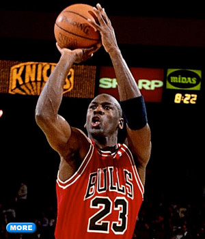 Michael Jordan about to shoot basketball